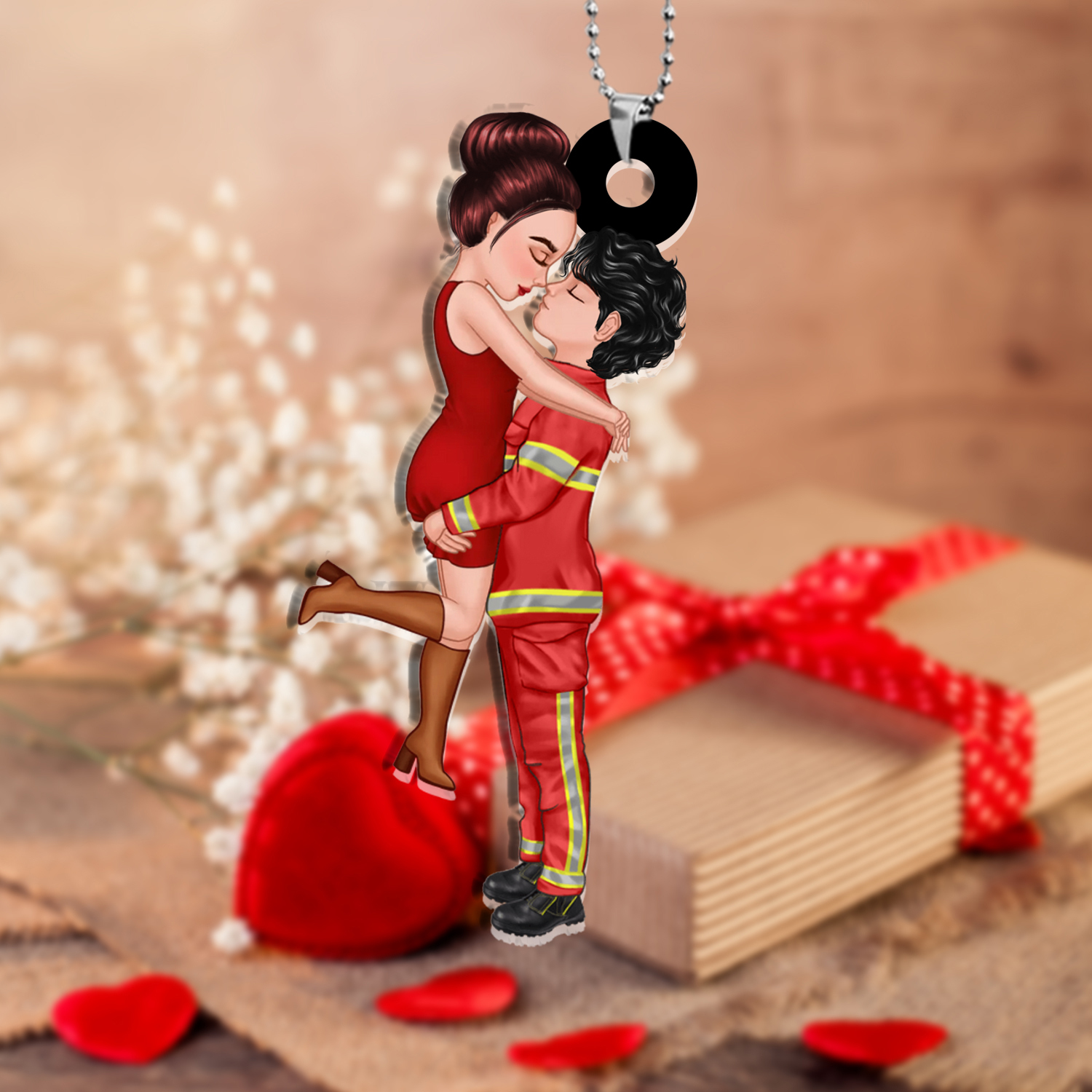 Personalisiertes Acryl Ornament/Schlüsselanhänger für Paar mit Schlüsselring