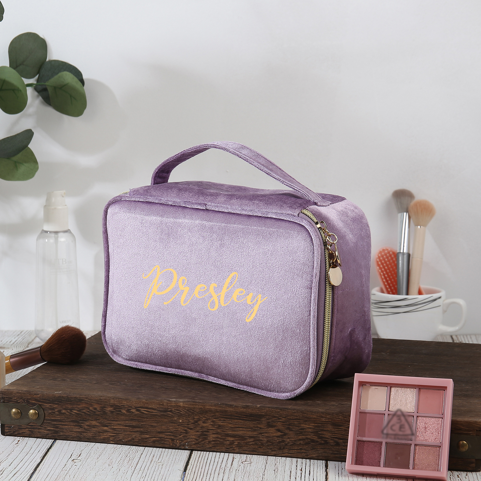 Personalisierter 1 Name Flanell tragbar Schminktasche