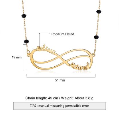 Infinity Kundenspezifische Halskette Namenskette 1-6 Namen mit Perlen