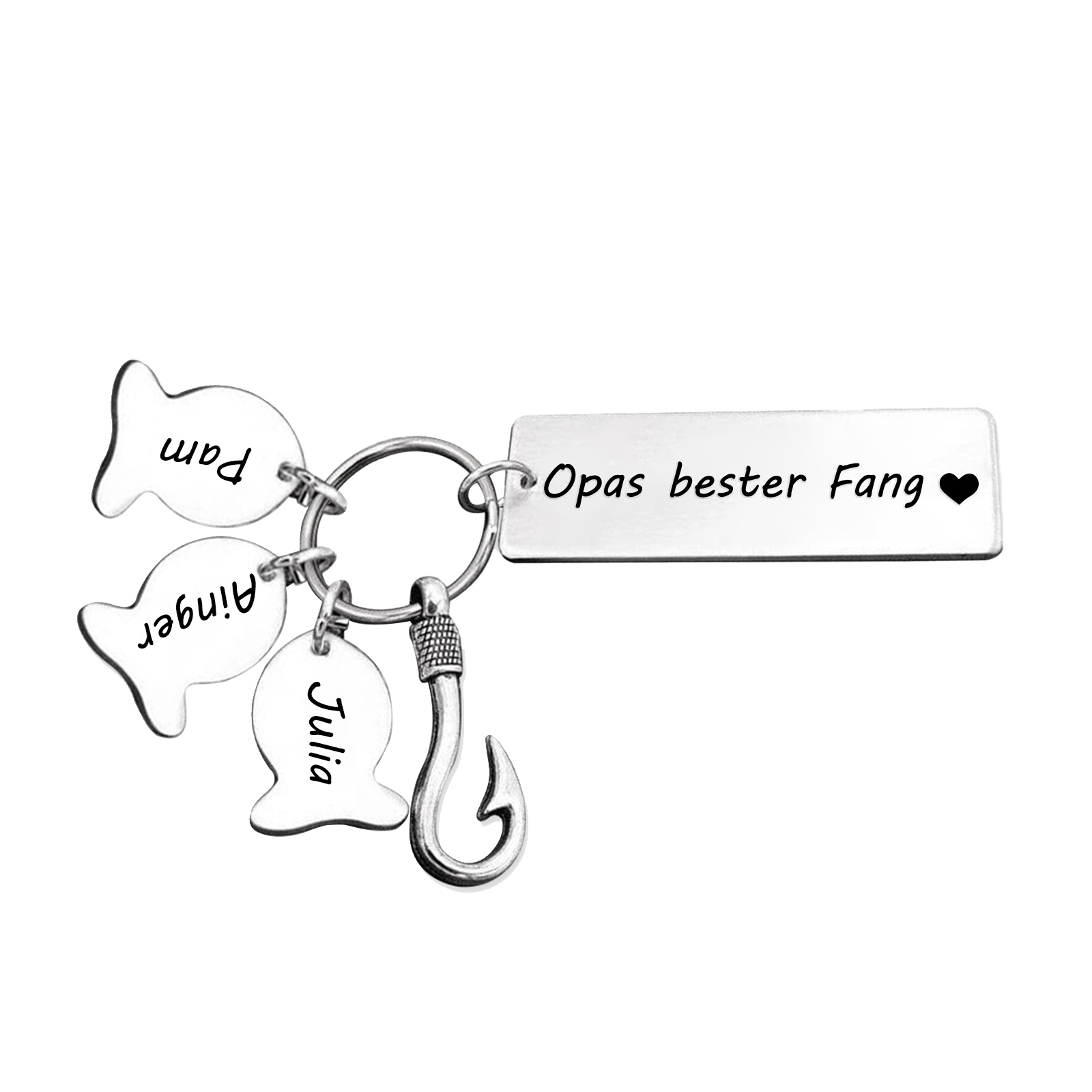 Personalisierbare 3 Namen Schlüsselanhänger-Opas bester Fang-Geschenk für Großvater