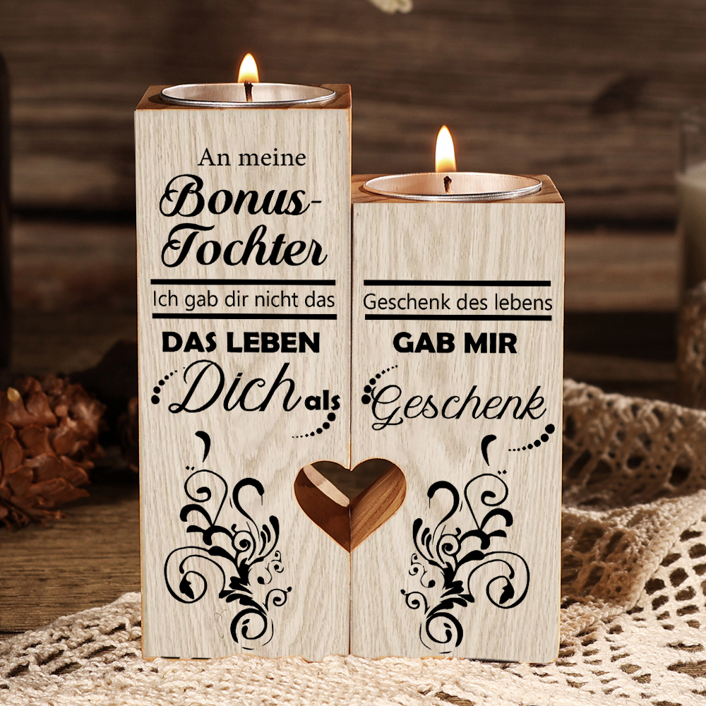 Für meine Bonustochter Kerzenhalter-Set aus Holz