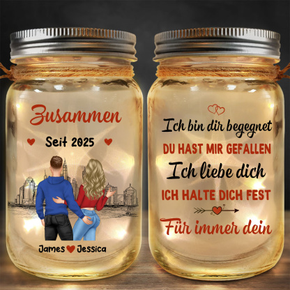 Personalised Couple Solar Mason Jar