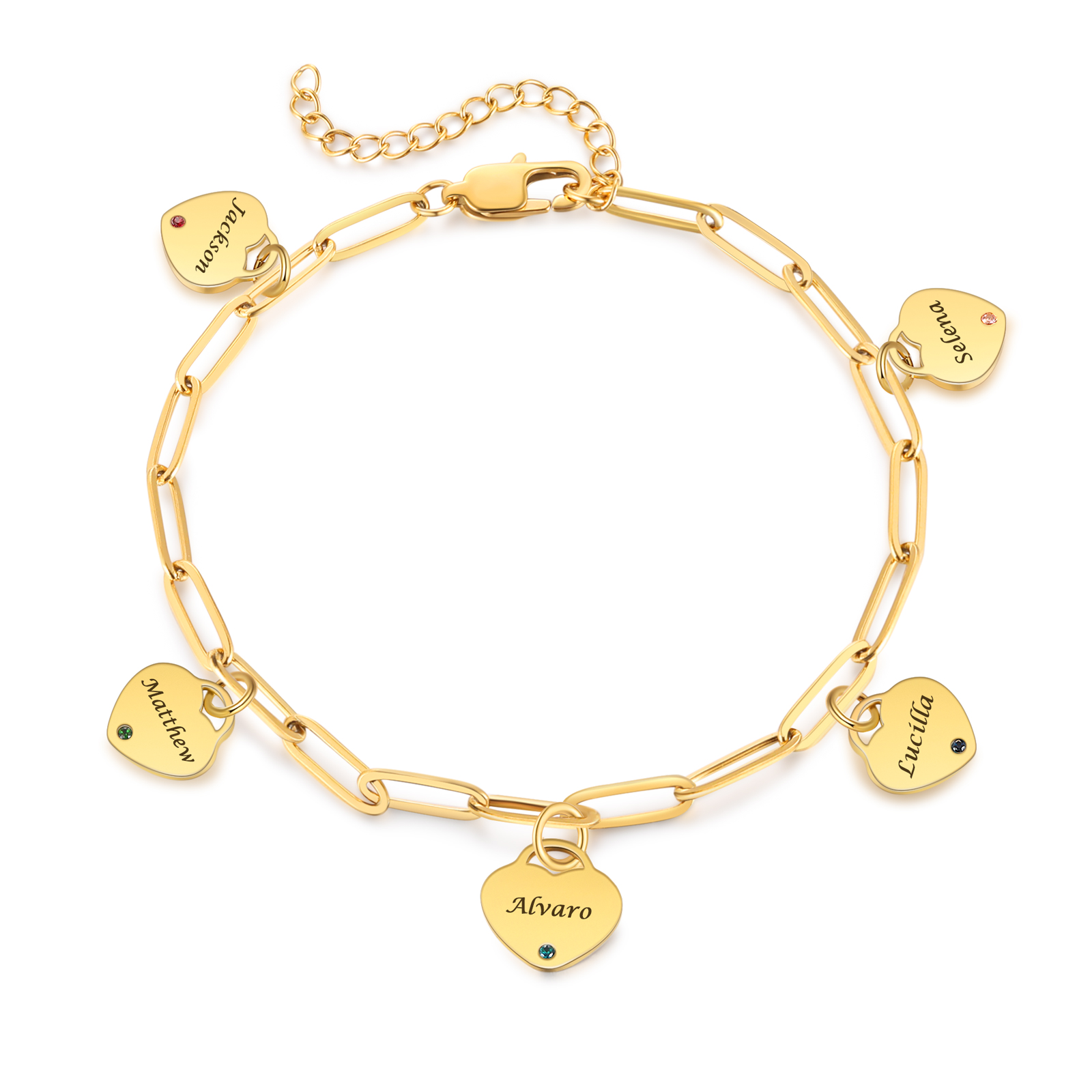 Personalisierte Fußkette aus Edelstahl mit Herzanhänger und Geburtsstein