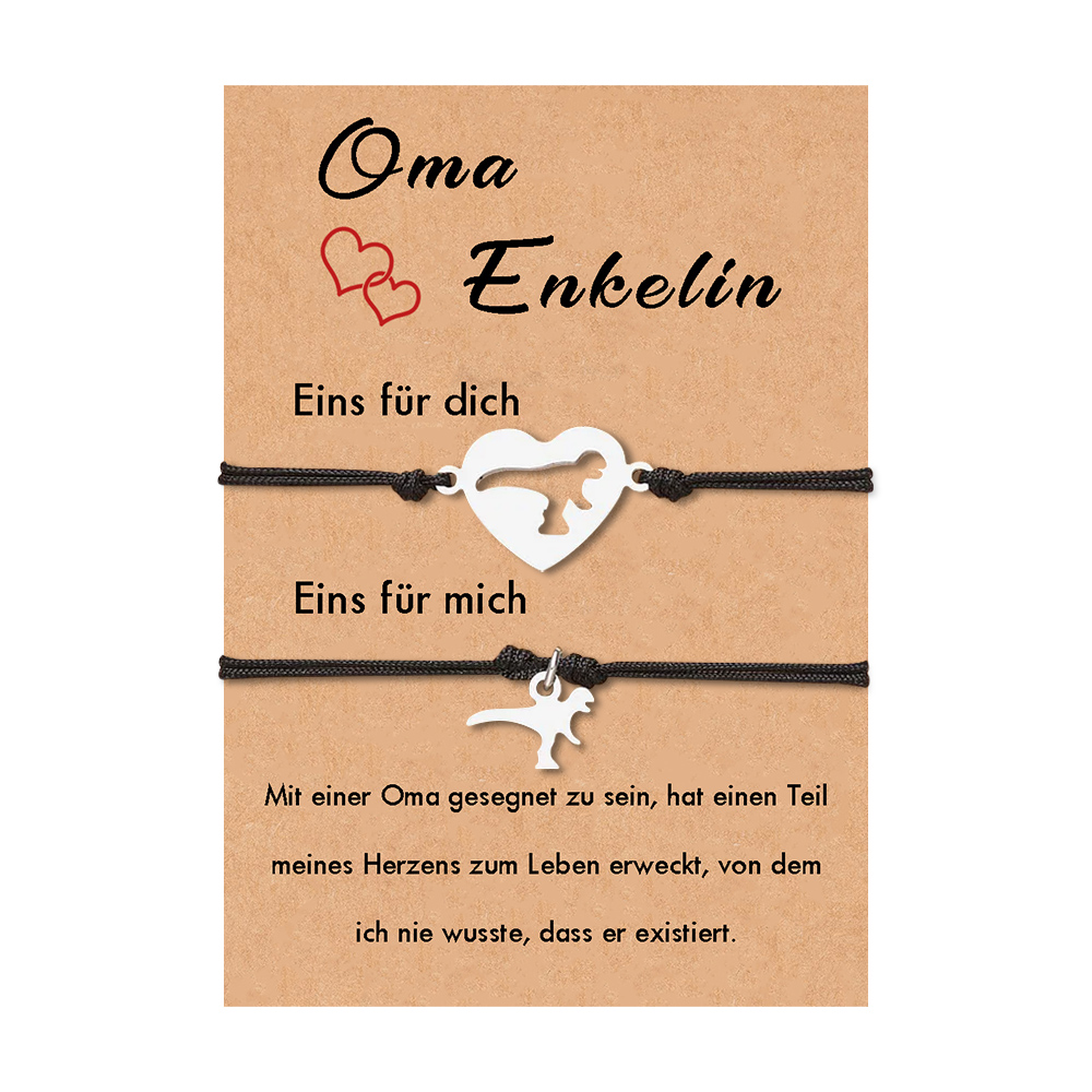 Dinos Armbänder Set-Oma & Enkelin-Geschenk mit Nachrichtenkarte
