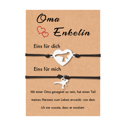 Dinos Armbänder Set-Oma & Enkelin-Geschenk mit Nachrichtenkarte