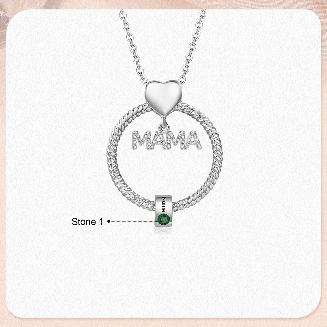 Personalisierte 1-5 Name Gravur MAMA Halskette mit 1-5 Geburtsstein