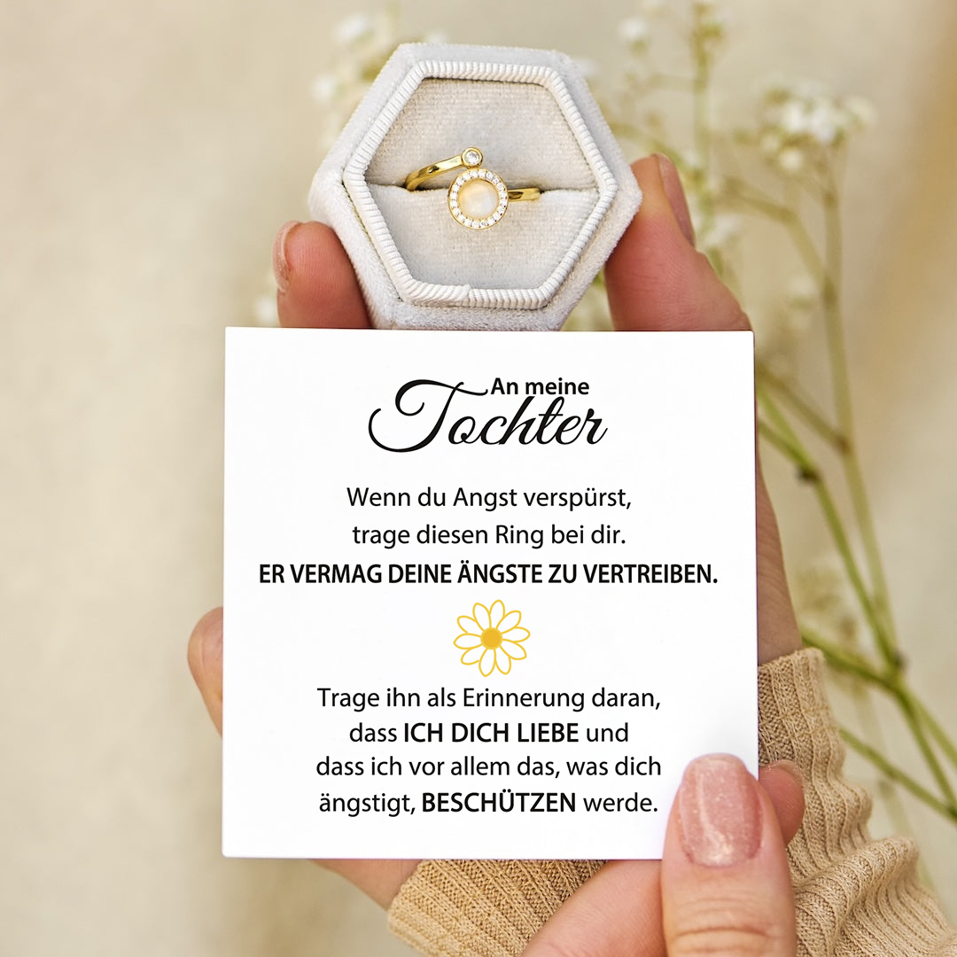 Katzenaugenstein Offener Ring- An Meine Tochter- Geschenk mit Nachrichtenkarte