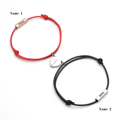 Personalisierte 2 Namen Paar Herz Magnet Armbänder