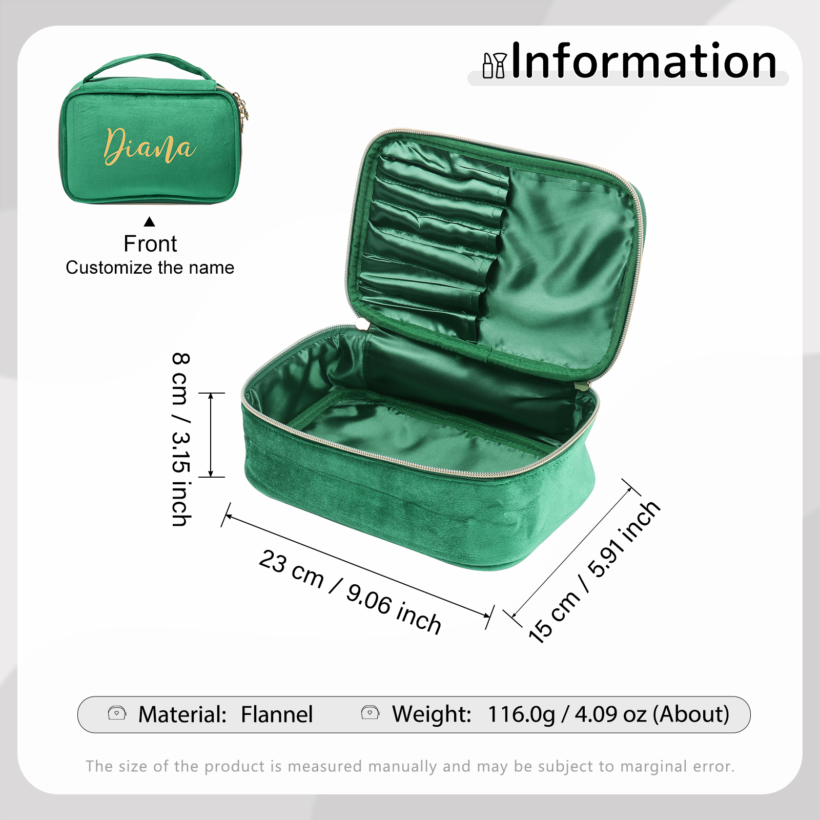 Personalisierter 1 Name Flanell tragbar Schminktasche