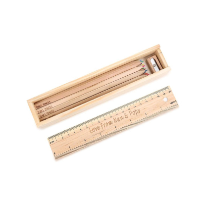 Holz Personalisierter Text Lineal Mäppchen &  Personalisierter Name Bleistift
