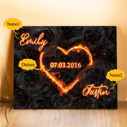 Pärchen Holzbild-Personalisierte 2 Namen & Datum Holzdekoration-für Paare