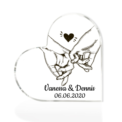 Personalisierte Text & Datum Acryl-Deko Pinky-Versprechen Schreibtischdekoration für Paar