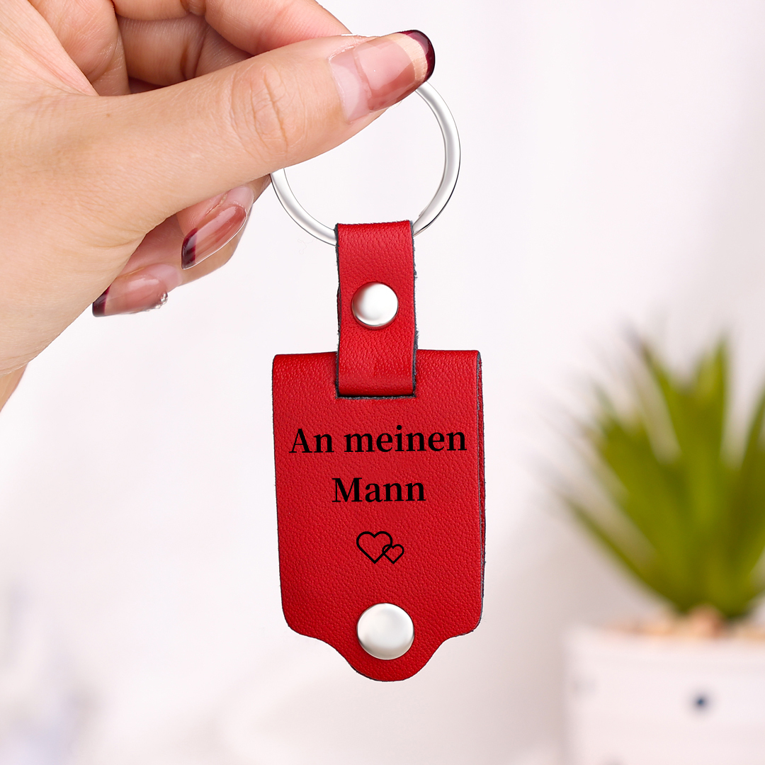 Personalisierter Foto & Text Leder Schlüsselanhänger-Fahr Vorsichtig, ich brauche dich hier bei mir