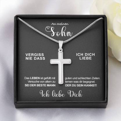 Kettenmachen 925 Sterling Silber Kommunion Kreuz Halskette - An meinen Sohn - Mutig 31.39