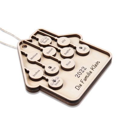 Holz Weihnachtsornament-Personalisiertes 10 Namen Text Jahr Haus Ornament Anhänger 