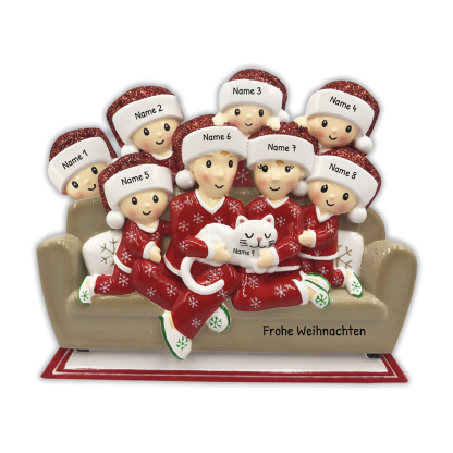Holz Personalisiertes  3 Namen + 1 Katze Name & Text Weihnachtsornament