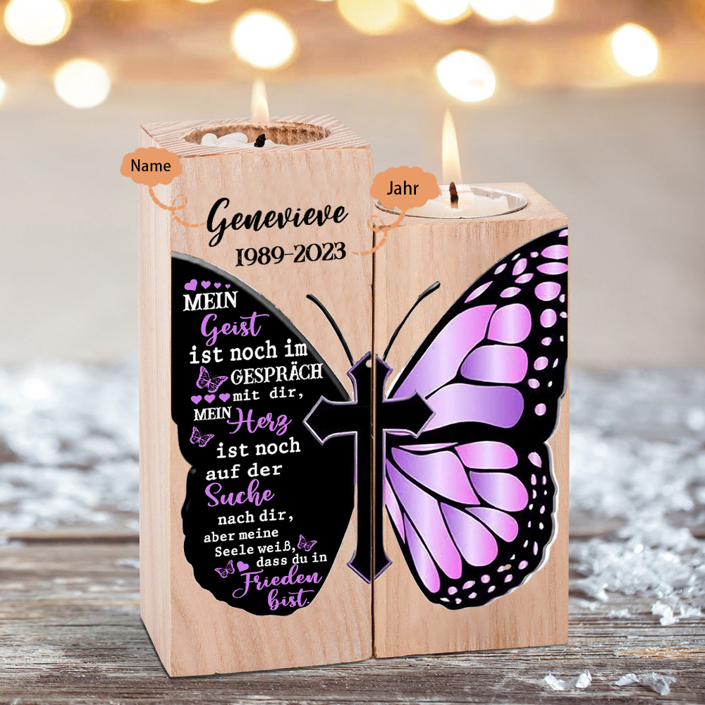 Personalisierter Name & Jahr-Meine Seele weiß, dass du in Frieden bist-Trauer Kerzenhalter