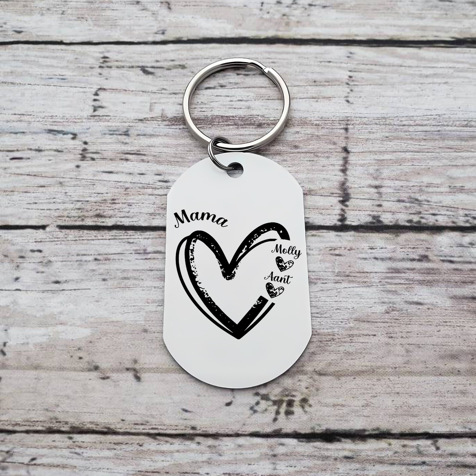 Personalisierbare 2-7 Namen Mama Herz Schlüsselanhänger