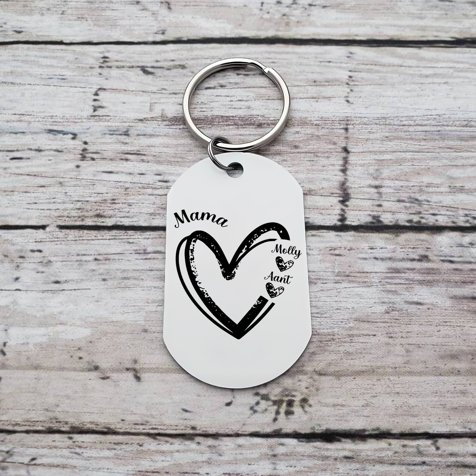 Personalisierbare 2-7 Namen Mama Herz Schlüsselanhänger