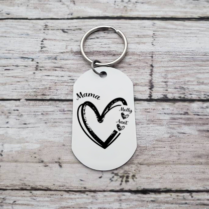 Personalisierbare 2-7 Namen Mama Herz Schlüsselanhänger