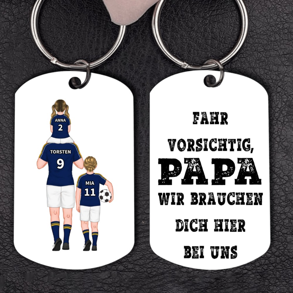 Personalisierbarer 2-4 Namen Schlüsselanhänger-Fahr vorsichtig, Papa-Geschenk für Vater