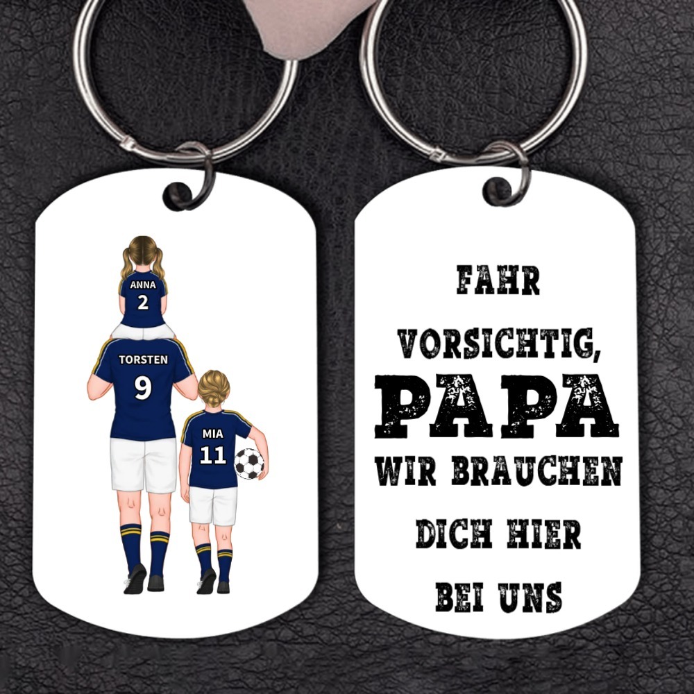 Personalisierbarer 2-4 Namen Schlüsselanhänger-Fahr vorsichtig, Papa-Geschenk für Vater