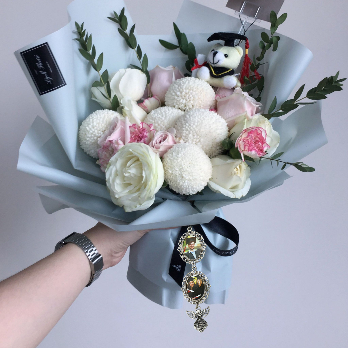 Personalisiertes Foto Abschlussstrauß/Hochzeitsstrauß-Gedenk Anhänger-Unvergessliche Erinnerungen Geschenk