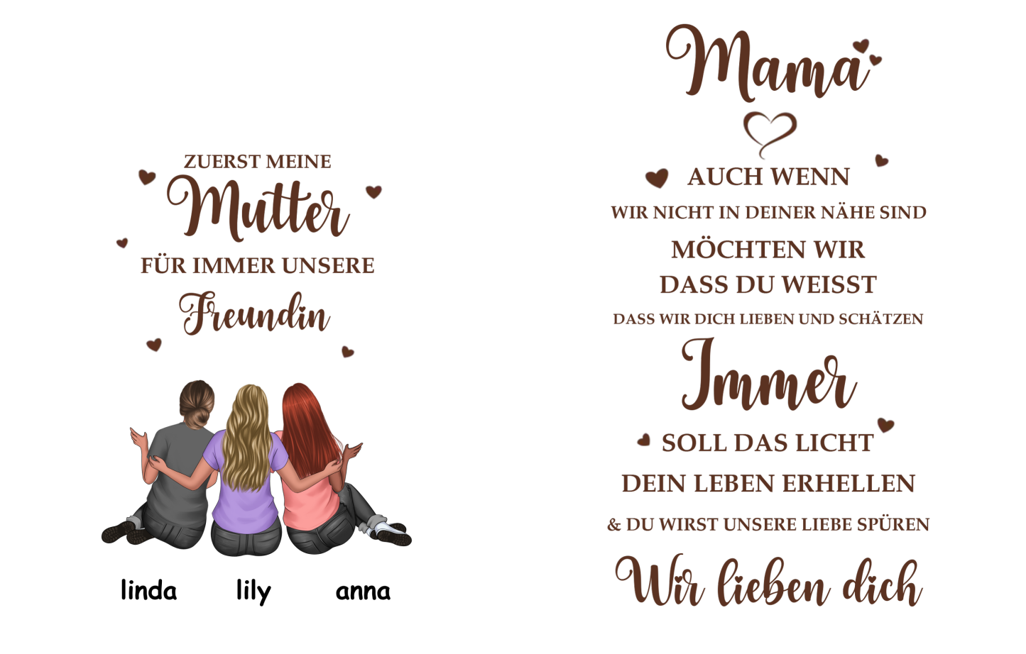 Personalisierbare LED-Kerze mit Namen & Text - ZUERST MEINE Mutter, FÜR IMMER MEINE Freundin- Mama & Tochter