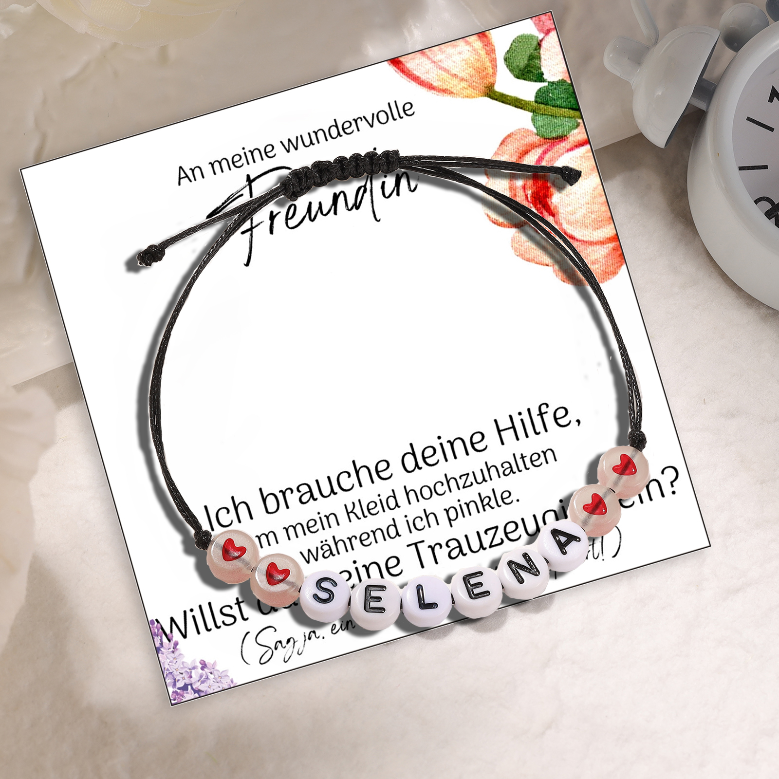 Personalisiertes 1 Name Acryl Armband für Trauzeugin mit Geschenkkarte - Willst du meine Trauzeugin sein - Hochzeit Geschenk 