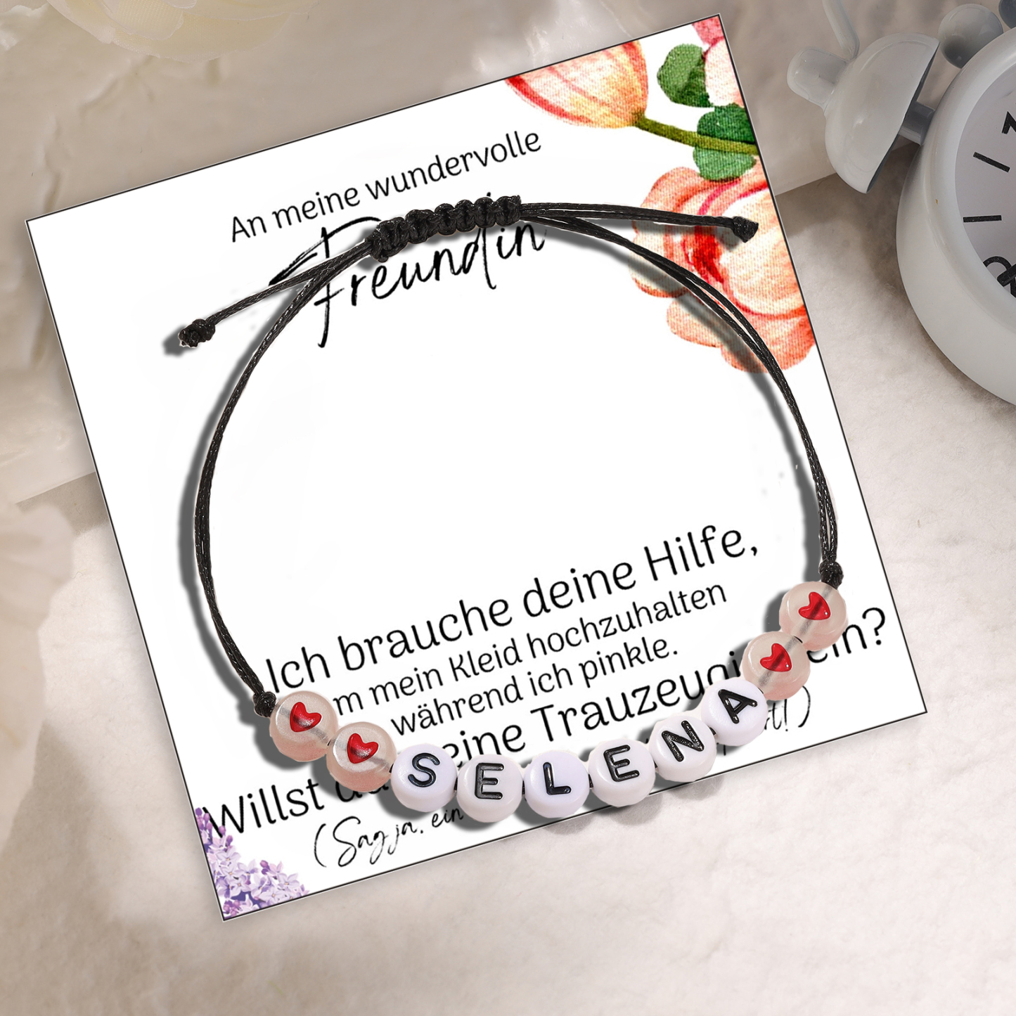 Personalisiertes 1 Name Acryl Armband für Trauzeugin mit Geschenkkarte - Willst du meine Trauzeugin sein - Hochzeit Geschenk 