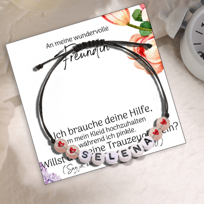 Personalisiertes 1 Name Acryl Armband für Trauzeugin mit Geschenkkarte - Willst du meine Trauzeugin sein - Hochzeit Geschenk 