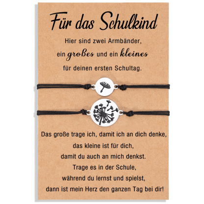 Löwenzahn Armbänder Set-Für das Schulkind-Schulanfang Geschenk mit Nachrichtenkarte