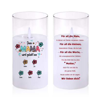 Personalisierte LED-Glaskerzen „Diese Mama/Oma wird geliebt von“
