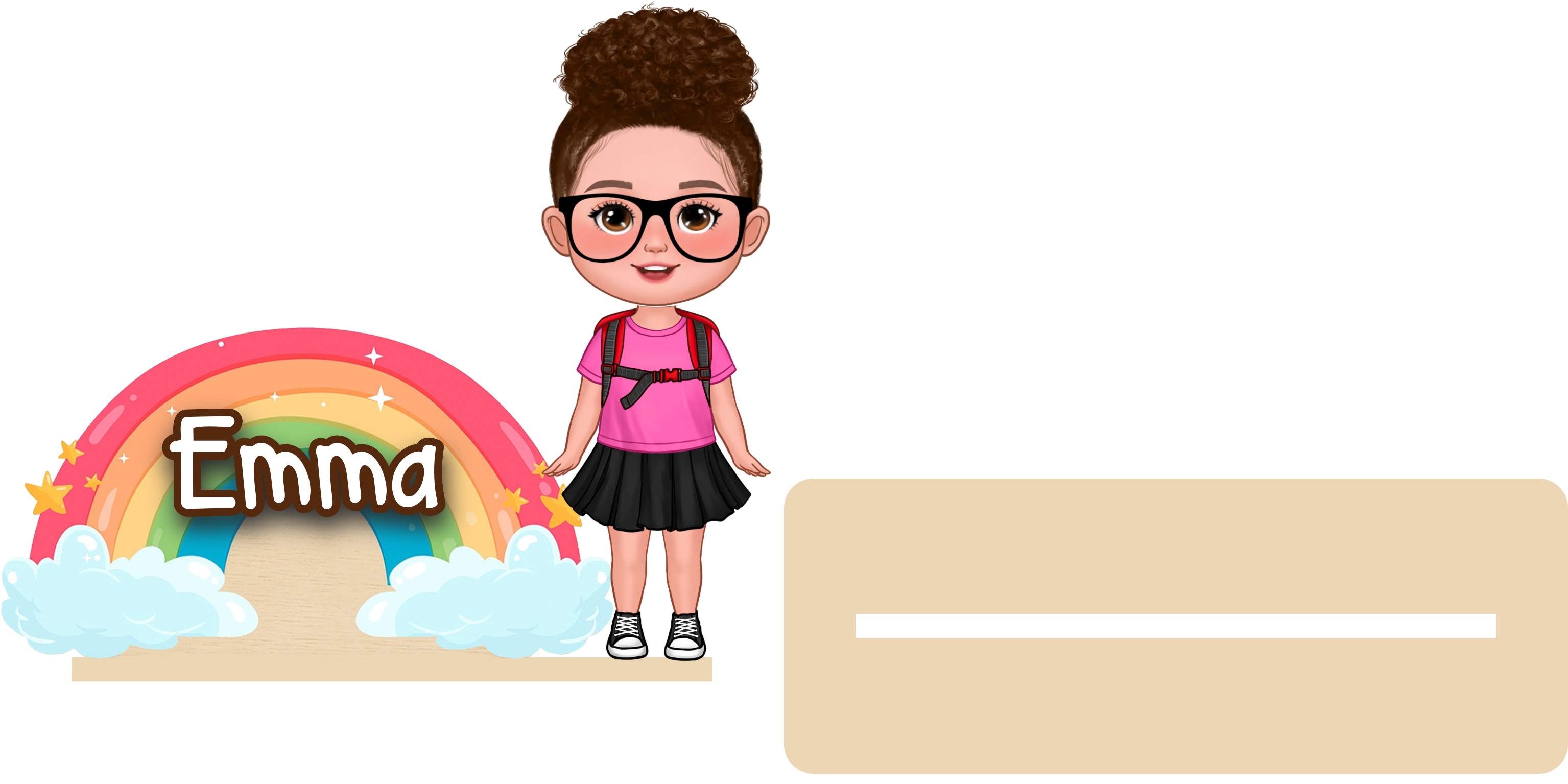 Personalisierte Kinderfigur mit Namensschild Regenbogen Design Einschulung Geschenk für Mädchen