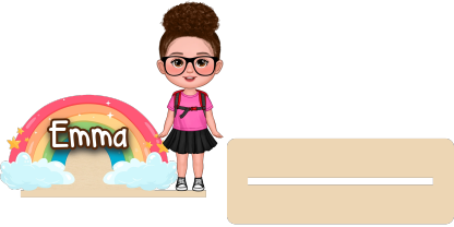 Personalisierte Kinderfigur mit Namensschild Regenbogen Design Einschulung Geschenk für Mädchen