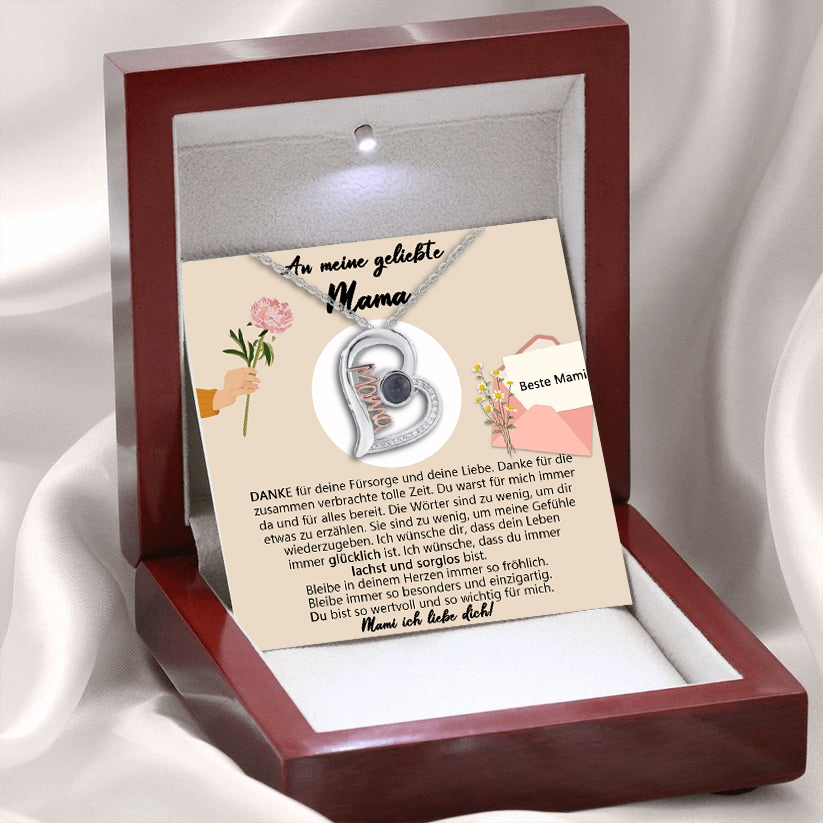 Personalisiertes Foto Herz Projektion Mama Halskette-An meine geliebte Mama-Geschenk mit Nachrichtenkarte