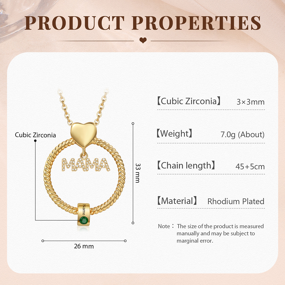 Personalisierter 1 Name Gravur "MAMA" Halskette mit 1 Geburtsstein-Warum ich dich liebe,Mama -Geschenk mit Nachrichtenkarte