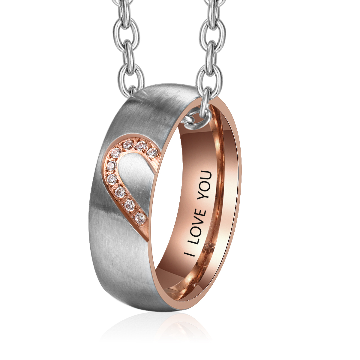 Personalisierte 2 Texte Paar Ring-Halsketten
