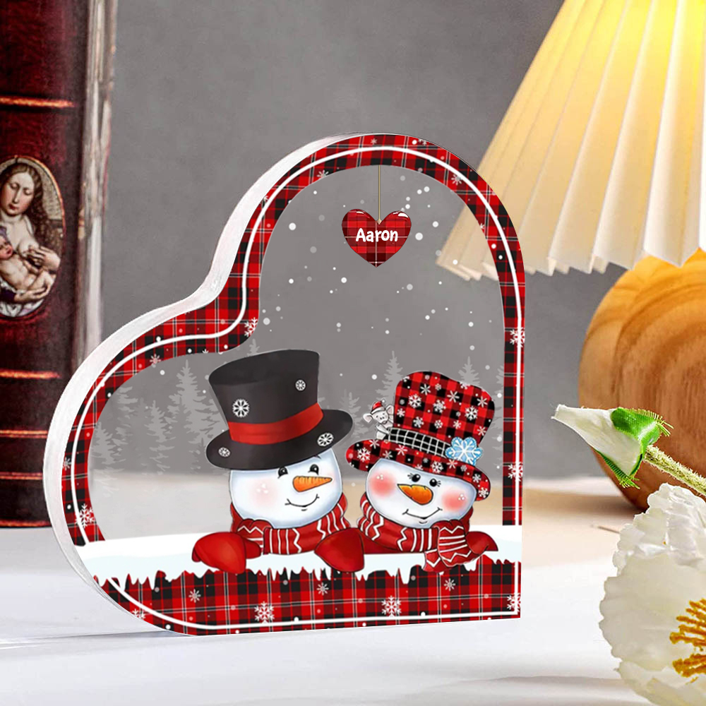 Personalisierte 3 Namen Schneemann Familie Weihnachten Acryl-Deko-Schreibtischdekoration