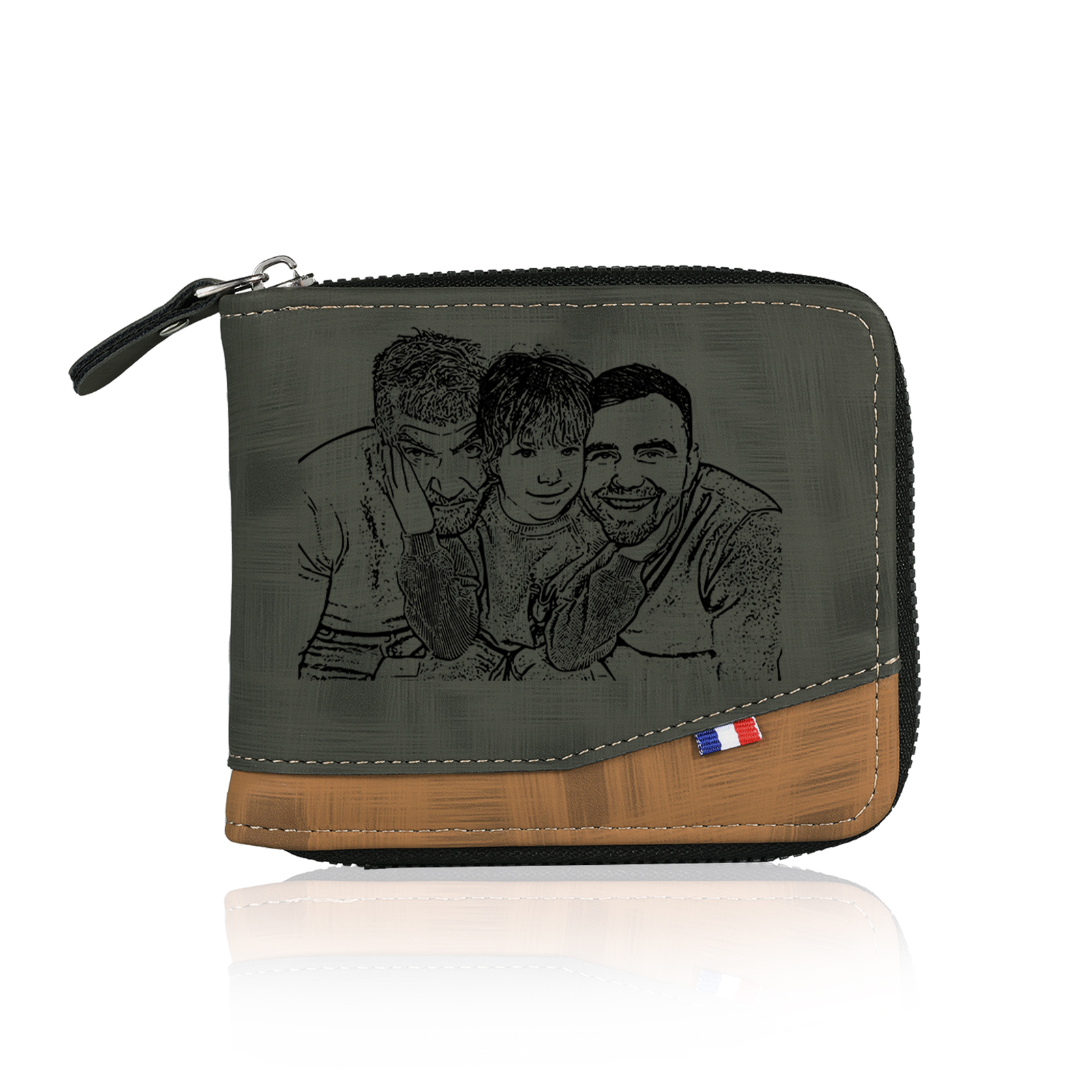 Herren Personalisierte 2 Namen & Foto Leder Papa und Kind Faust Geldbörse Geschenk für Vater