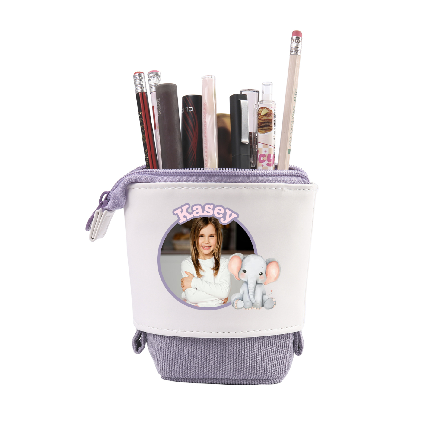 Personalisierter Name & Foto & Tiertyp Leinwand PU-Leder Stifteetui Stifttasche