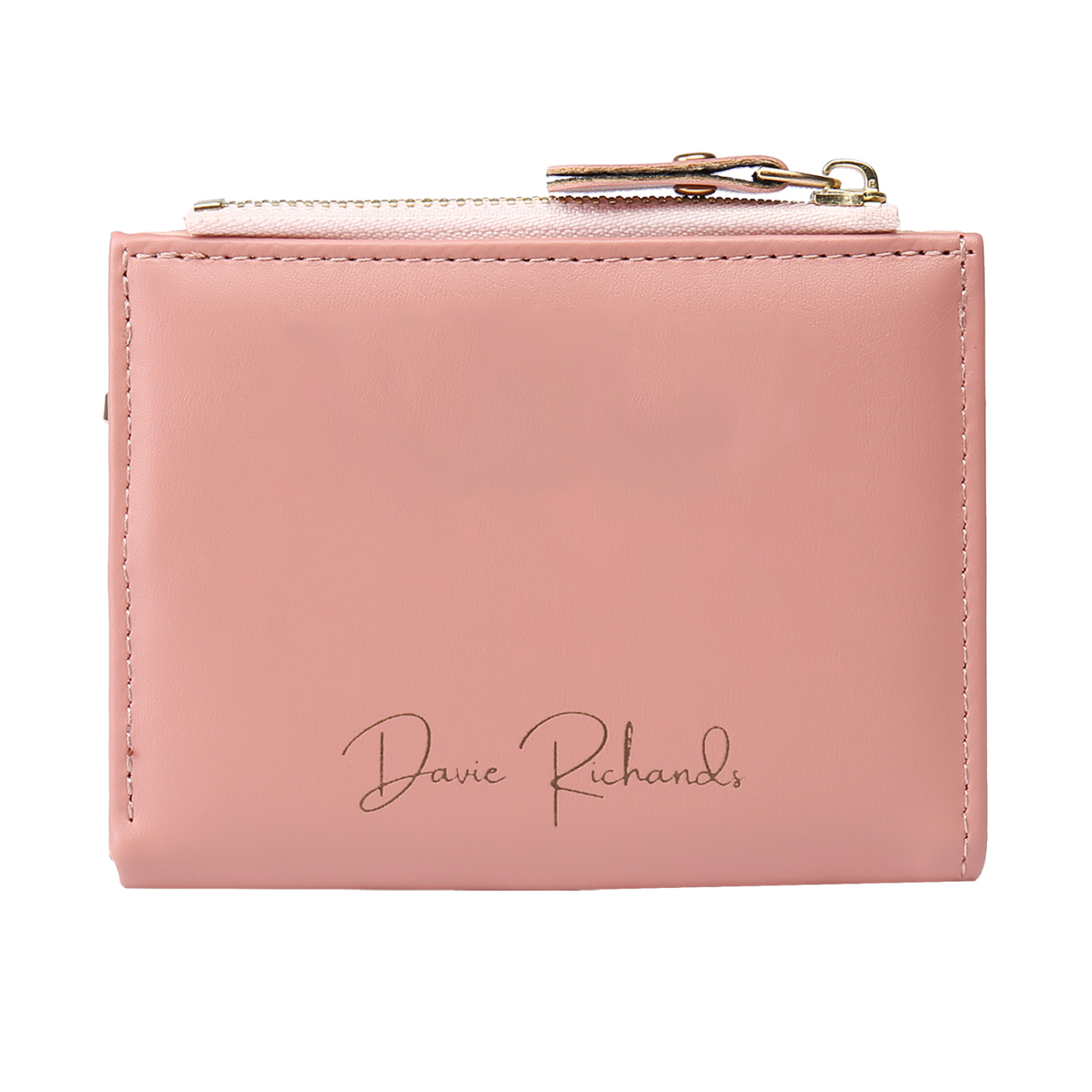 Damen Personalisierter Text & Foto PU Leder Rosa Geldbörse Elegant Portemonnaie mit Reißverschluss