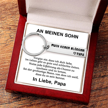 Kettenmachen An meinen Sohn Edelstahl Schlüsselanhänger-Mach keinen Blödsinn-Geschenk mit Nachrichtenkarte 16.99