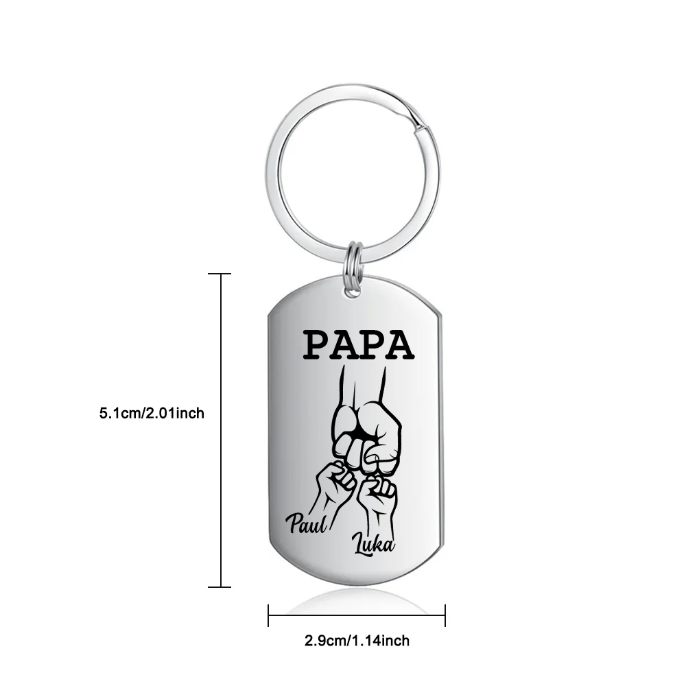 Personalisierbarer 2 Namen Papa/Opa Faust Schlüsselanhänger-Lieber Papa/Opa du hast ja bereits uns-Geschenk für Vater Vatertag