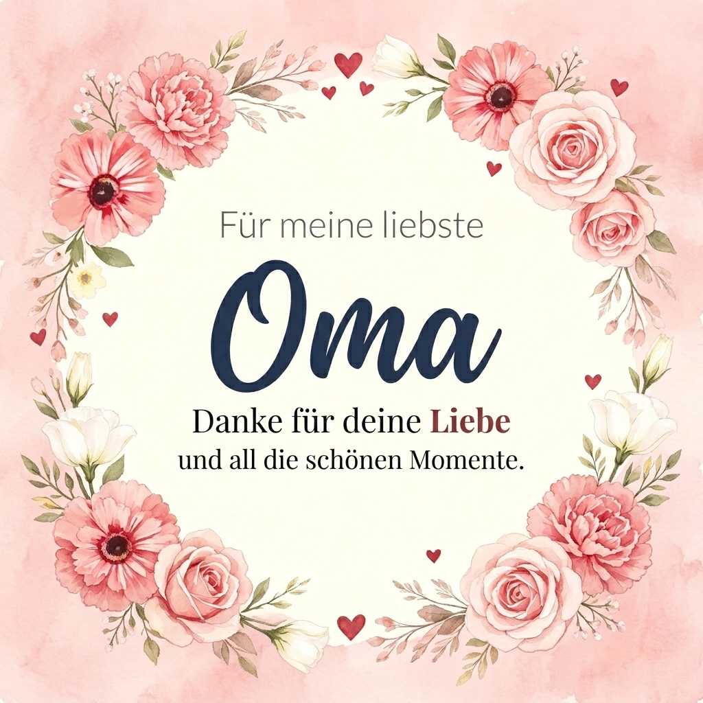 Geschenkkarte für Großeltern mit Blumen- und Baummotiven