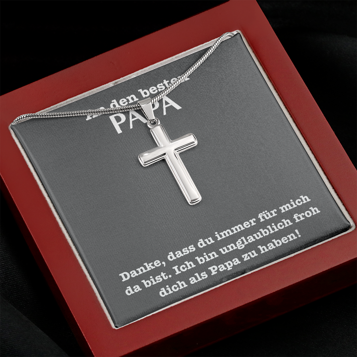 925 Sterling Silber "An Den Besten Papa" Kreuz Halskette - Vatertag Geschenk mit Nachrichtenkarte
