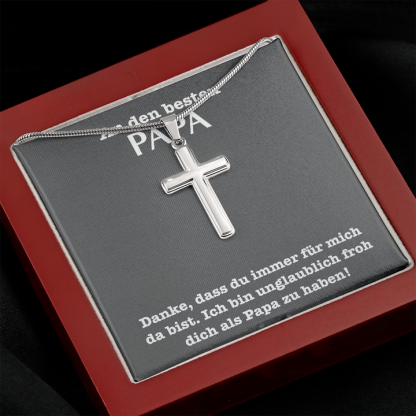 925 Sterling Silber "An Den Besten Papa" Kreuz Halskette - Vatertag Geschenk mit Nachrichtenkarte