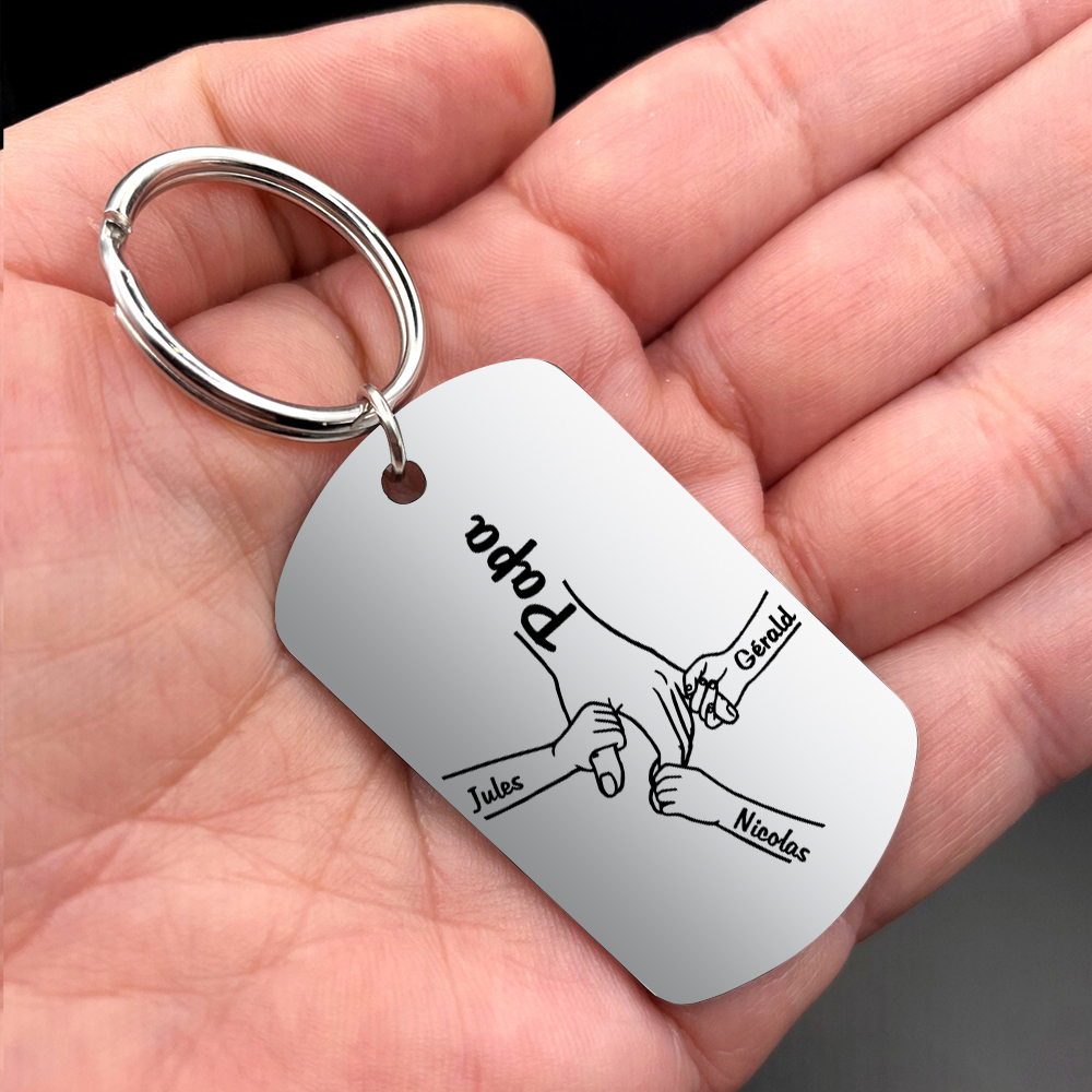 Personalisierbarer 3 Namen Papa Hand Schlüsselanhänger-Lieber Papa du hast ja bereits uns-Geschenk für Vater