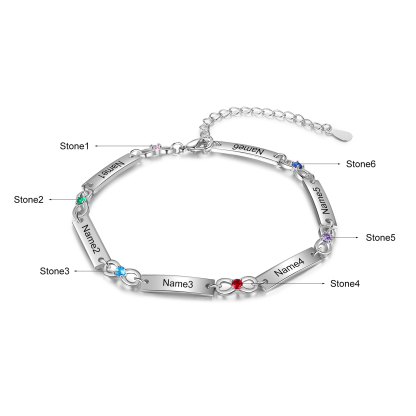 Personalisiertes 3 Namen Infinity Armband mit 3 Geburtssteinen