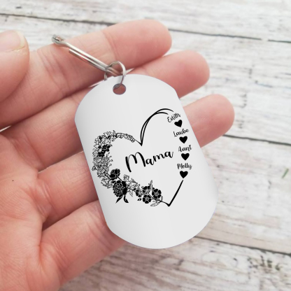 Personalisierbare 1-6 Namen Mama Herz Schlüsselanhänger